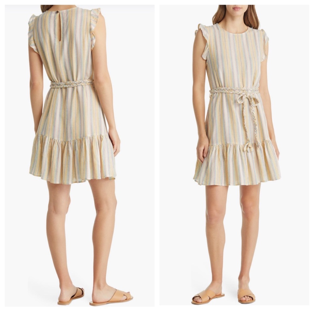 Marine Layer Laney Striped Linen Mini Dress Size Small